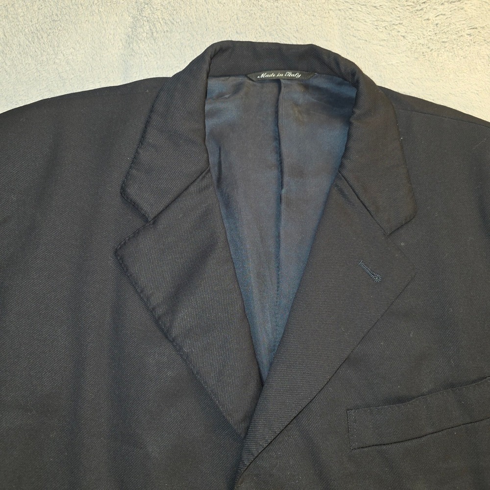 Canali Proposta Velleriano Black Wool 3 Button Blazer Jacket Italy IT 54R US 44R